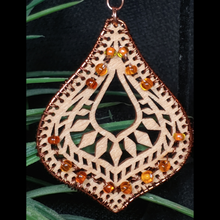 Load image into Gallery viewer, Wooden Filigree Diffuser Earrings/Orange Ombre