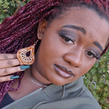 Load image into Gallery viewer, Wooden Filigree Diffuser Earrings/Orange Ombre