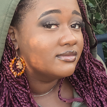 Load image into Gallery viewer, Vintage Wooden Flower Diffuser Earrings/Orange Ombre