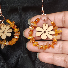 Load image into Gallery viewer, Vintage Wooden Flower Diffuser Earrings/Orange Ombre