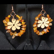 Load image into Gallery viewer, Vintage Wooden Flower Diffuser Earrings/Orange Ombre