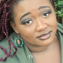 Load image into Gallery viewer, Vintage Wooden Flower Diffuser Earrings/Turquoise Ombre