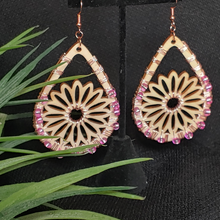 Load image into Gallery viewer, Wooden Daisy Drop Diffuser Earrings
