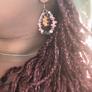 Vintage Wooden Flower Diffuser Earrings/ Pink Ombre