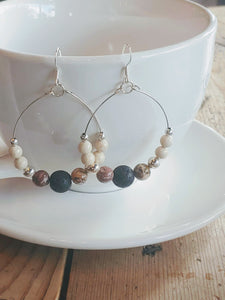 Hand Crafted Beaded Diffuser Hoop Earrings