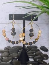 Load image into Gallery viewer, Hand Crafted Beaded Diffuser Hoops w/floating Lava Stones
